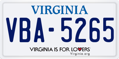 VA license plate VBA5265