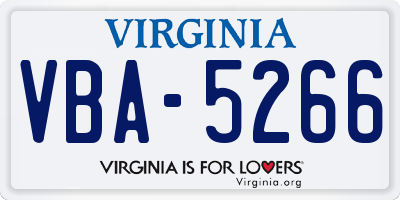 VA license plate VBA5266