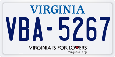 VA license plate VBA5267