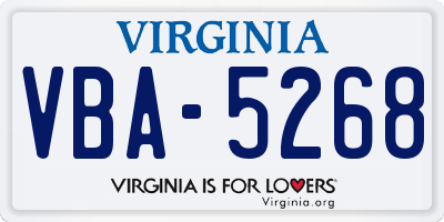 VA license plate VBA5268