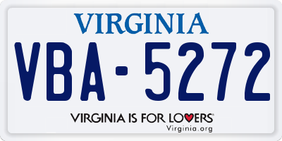 VA license plate VBA5272