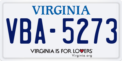 VA license plate VBA5273