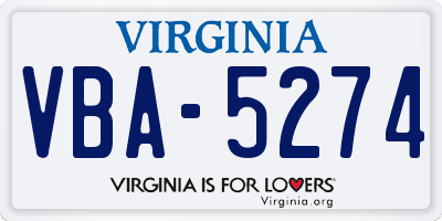 VA license plate VBA5274