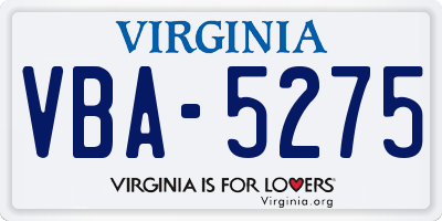VA license plate VBA5275