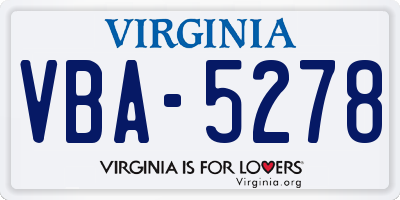 VA license plate VBA5278