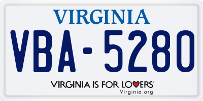 VA license plate VBA5280