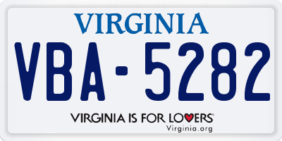 VA license plate VBA5282