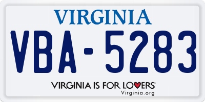 VA license plate VBA5283