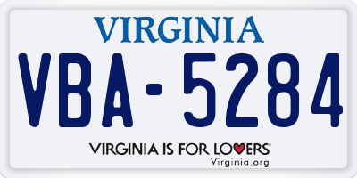 VA license plate VBA5284