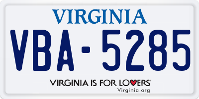 VA license plate VBA5285