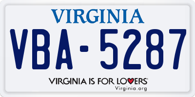 VA license plate VBA5287