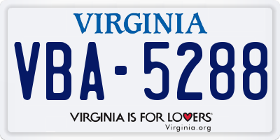 VA license plate VBA5288
