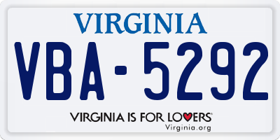 VA license plate VBA5292
