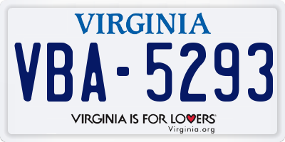 VA license plate VBA5293