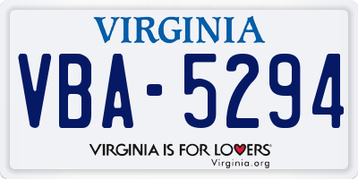 VA license plate VBA5294