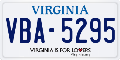 VA license plate VBA5295