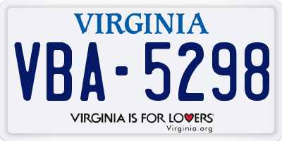 VA license plate VBA5298