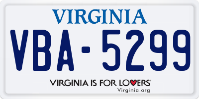 VA license plate VBA5299