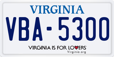 VA license plate VBA5300
