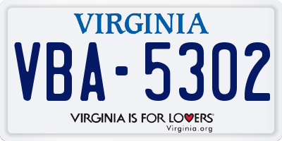 VA license plate VBA5302