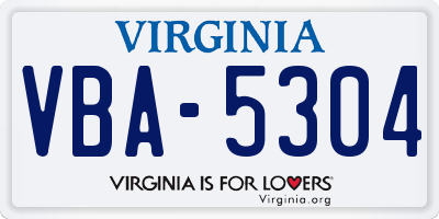 VA license plate VBA5304