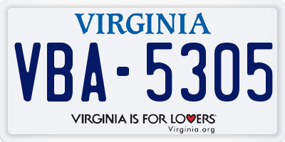 VA license plate VBA5305