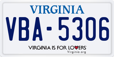 VA license plate VBA5306