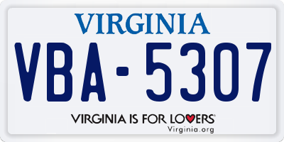 VA license plate VBA5307
