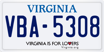 VA license plate VBA5308