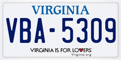 VA license plate VBA5309