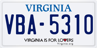 VA license plate VBA5310
