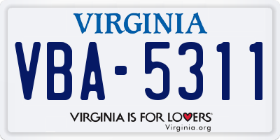 VA license plate VBA5311