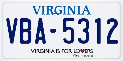 VA license plate VBA5312