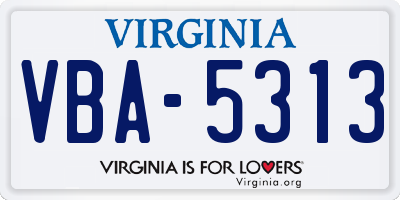 VA license plate VBA5313