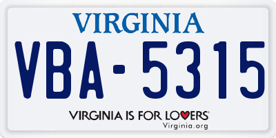 VA license plate VBA5315