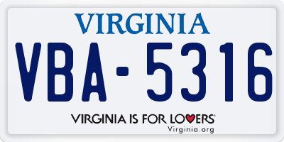 VA license plate VBA5316