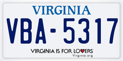 VA license plate VBA5317