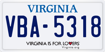 VA license plate VBA5318
