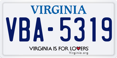VA license plate VBA5319