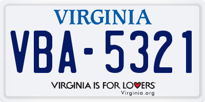 VA license plate VBA5321