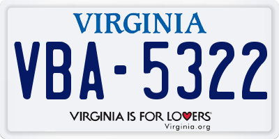VA license plate VBA5322
