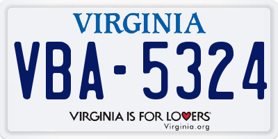 VA license plate VBA5324