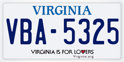 VA license plate VBA5325