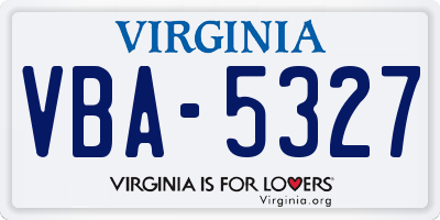 VA license plate VBA5327