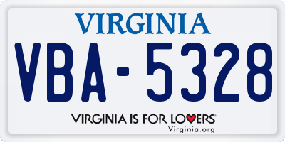 VA license plate VBA5328