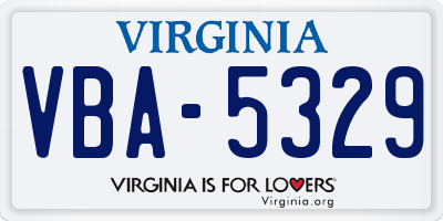 VA license plate VBA5329