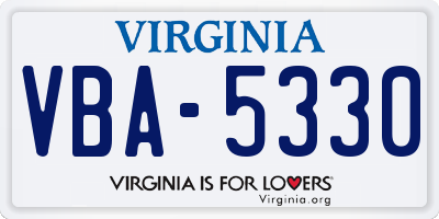 VA license plate VBA5330