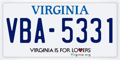 VA license plate VBA5331