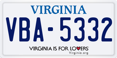 VA license plate VBA5332