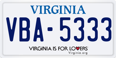 VA license plate VBA5333